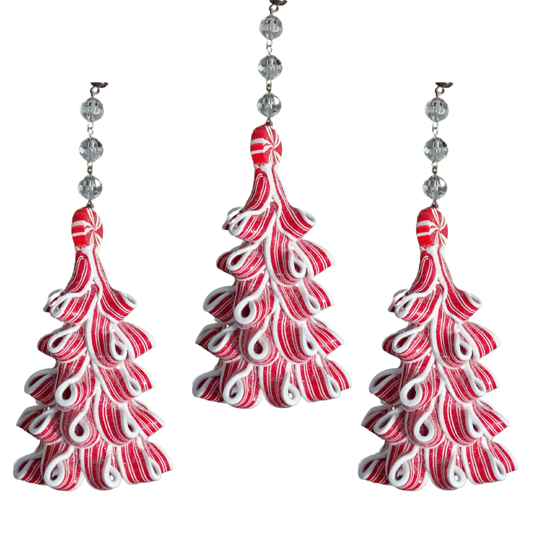 PEPPERMINT TREE (Set/3) or (Set/1) MAGNETIC CHANDELIER ORNAMENT