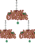 RED/GOLD MERRY CHRISTMAS (Set/3) MAGNETIC CHANDELIER ORNAMENT