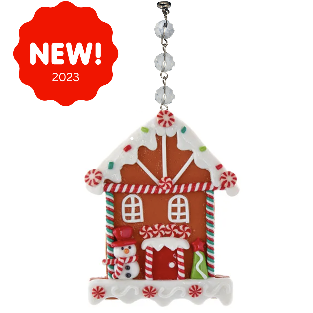 FLAT GINGERBREAD HOUSE - SNOWMAN (Set/3) or (Set/1) MAGNETIC CHANDELIER ORNAMENT