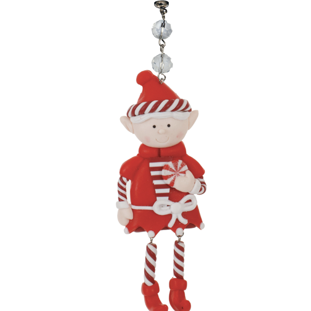 RED HOLIDAY ELF (Set/3) - MAGNETIC CHANDELIER ORNAMENT