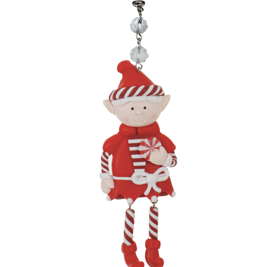 RED HOLIDAY ELF - 2 Styles Available (Set/3) or (Set/1) MAGNETIC CHANDELIER ORNAMENT