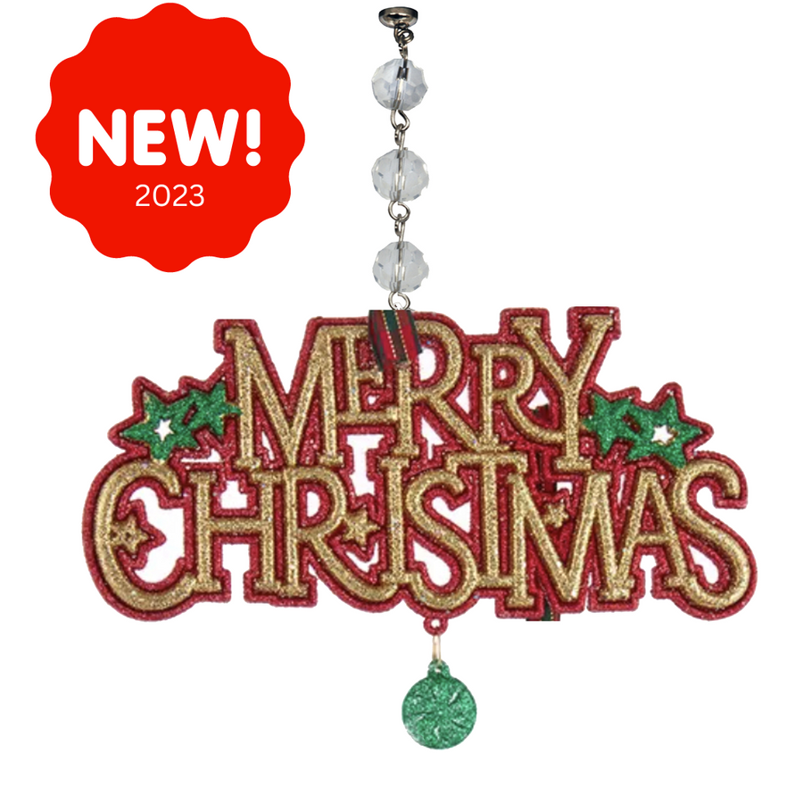RED/GOLD MERRY CHRISTMAS (Set/3) MAGNETIC CHANDELIER ORNAMENT
