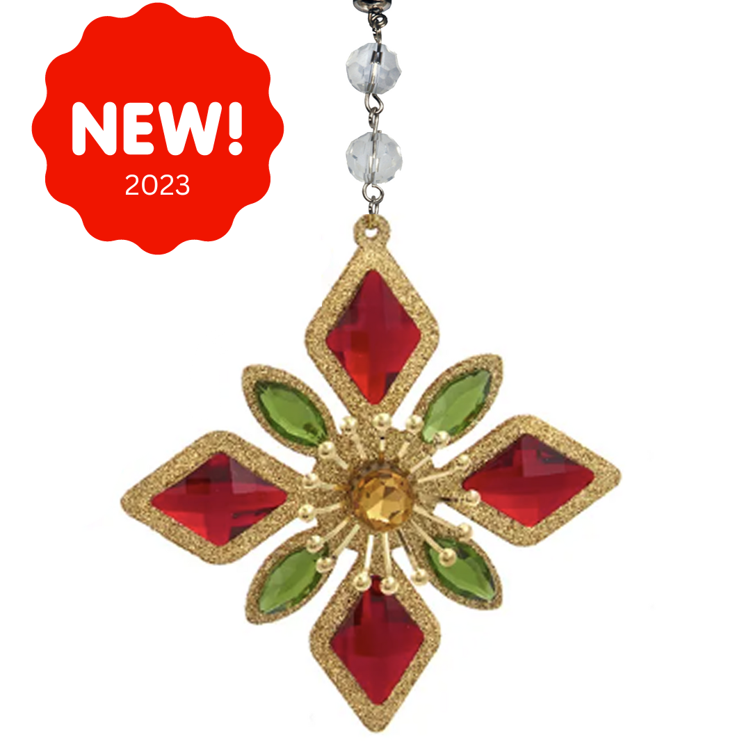 RED/GREEN/GOLD SNOWFLAKE (Set/3) MAGNETIC CHANDELIER ACCESSORY