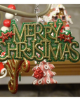 GREEN/GOLD MERRY CHRISTMAS (Set/3) MAGNETIC CHANDELIER ORNAMENT