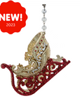 GLITTER GOLD/RED SLEIGH (Set/3) MAGNETIC CHANDELIER ORNAMENT