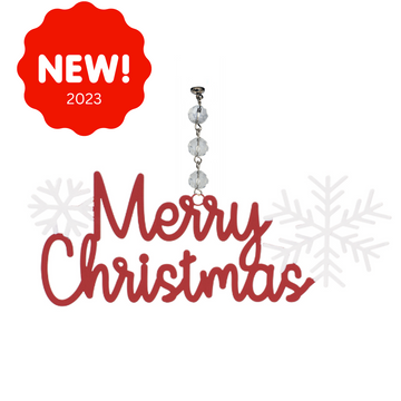 RED/WHITE MERRY CHRISTMAS (Set/1) MAGNETIC CHANDELIER ORNAMENT