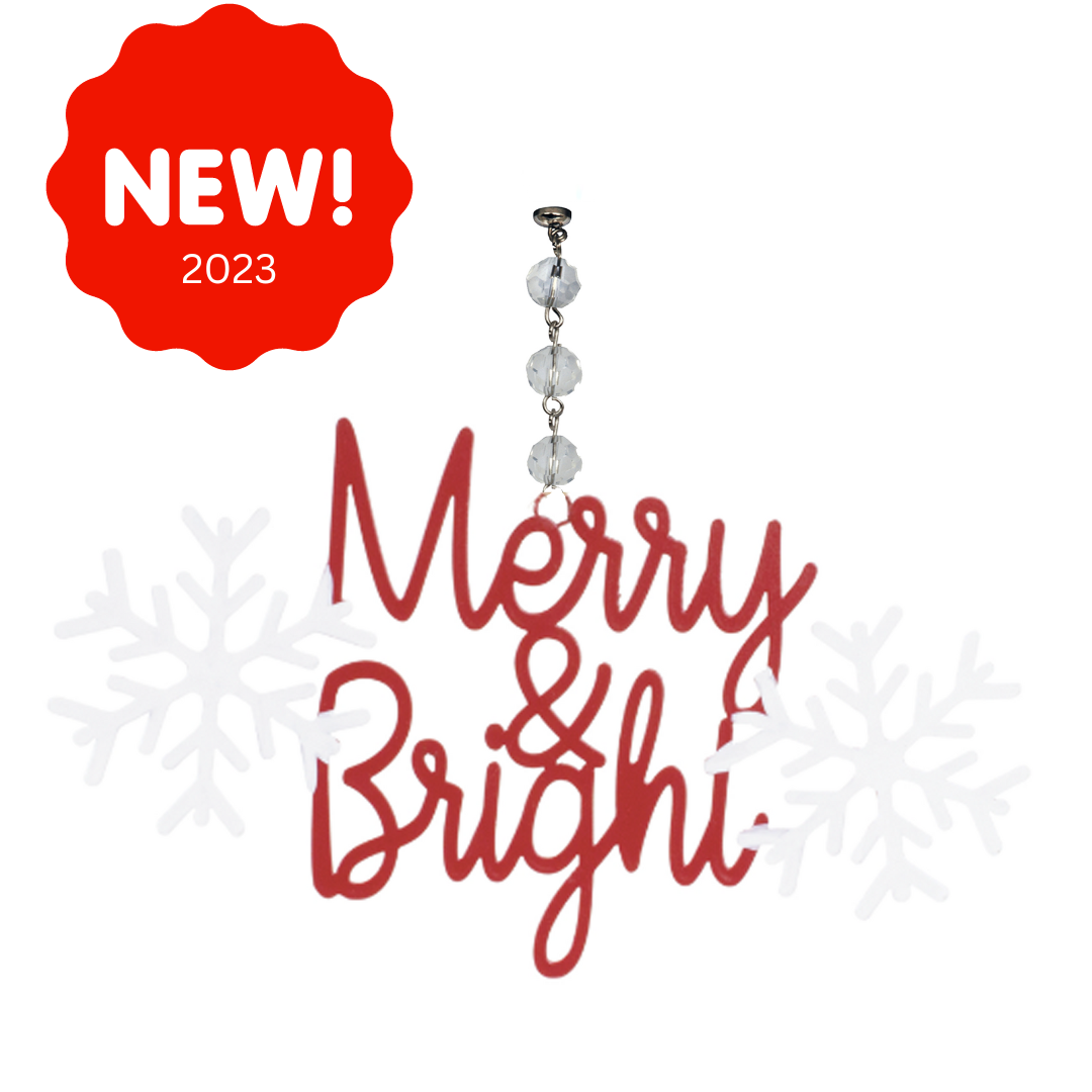 RED/WHITE MERRY & BRIGHT (Set/1) MAGNETIC CHANDELIER ORNAMENT