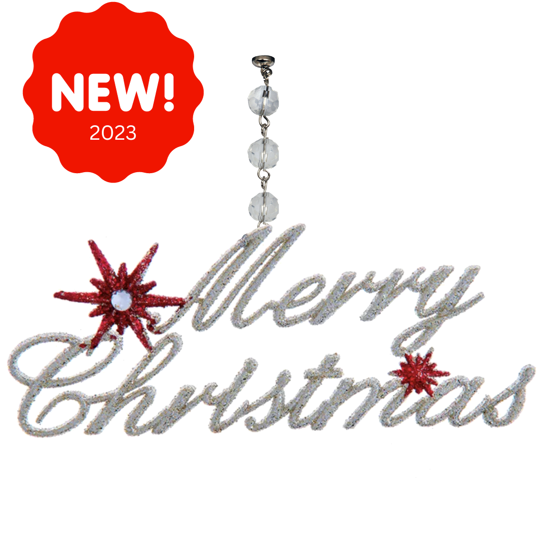 SILVER MERRY CHRISTMAS (Set/3) MAGNETIC CHANDELIER ORNAMENT