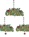 GREEN/GOLD MERRY CHRISTMAS (Set/3) MAGNETIC CHANDELIER ORNAMENT