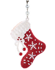 RED WHITE JEWELED STOCKING - (Set/3) MAGNETIC CHANDELIER ORNAMENT - 2 STYLES AVAILABLE