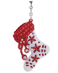 RED WHITE JEWELED STOCKING - (Set/3) MAGNETIC CHANDELIER ORNAMENT - 2 STYLES AVAILABLE