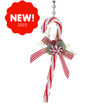 10" GLASS CANDY CANE (Set/1) MAGNETIC CHANDELIER ORNAMENT