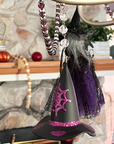 HALLOWEEN CHANDELIER MAKEOVER KIT - (3) Witch Hat + (3) 12" Purple/Silver Crystal Bead Garland