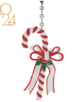 CANDY CANE w/ GREEN BOW (Set/3) MAGNETIC CHANDELIER ORNAMENT