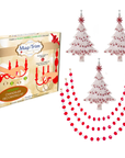 HOLIDAY CHANDELIER MAKEOVER KIT - (3) Peppermint Tree-WHITE + (3) 12" Red/White Crystal Garland