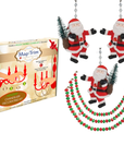 HOLIDAY CHANDELIER MAKEOVER KIT - (3) Red Rhinestone Santa-Tree + (3) 12" Red/Green Bead Crystal Garland