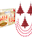 HOLIDAY CHANDELIER MAKEOVER KIT - (3) Peppermint Tree-RED + (3) 12" Red/White Crystal Garland