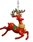 GLITTER RED REINDEER (Set/1) MAGNETIC CHANDELIER ORNAMENT