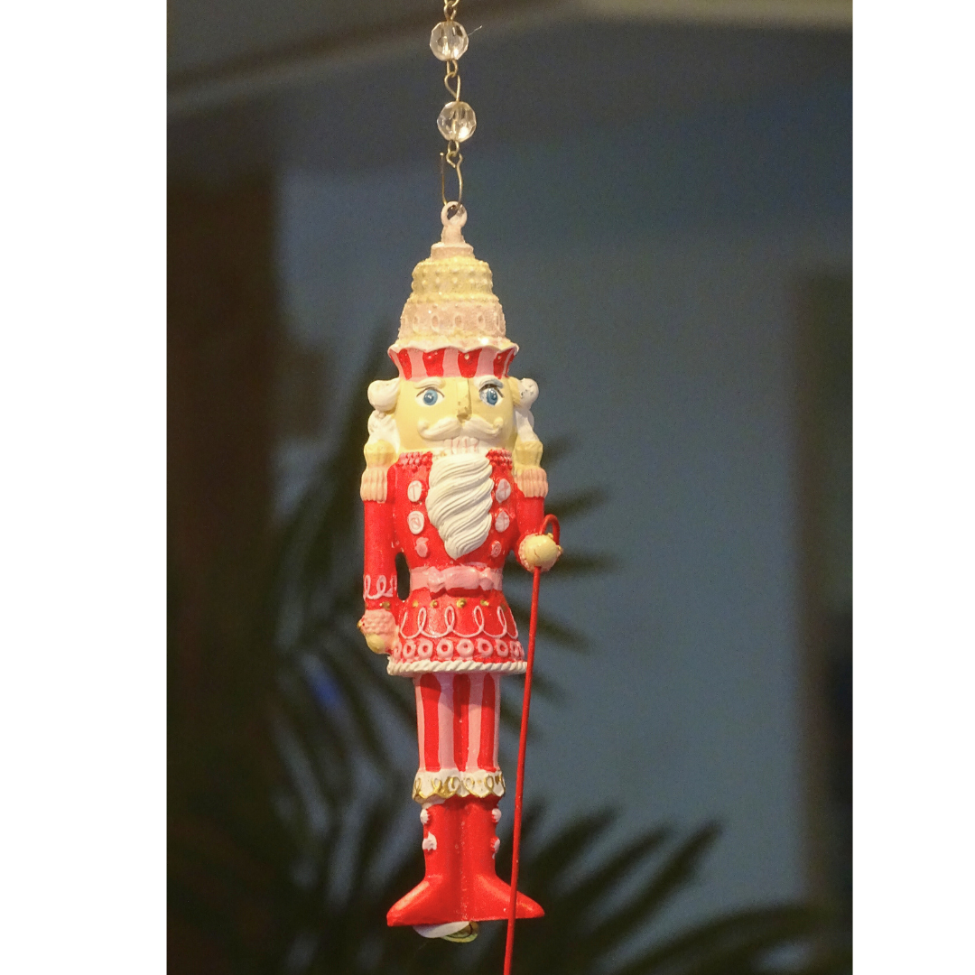 GLITTER PINK/RED NUTCRACKER (Set/1) MAGNETIC CHANDELIER ORNAMENT