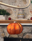 MERCURY GLASS PUMPKIN -  (Set/1) - MAGNETIC HALLOWEEN ORNAMENT