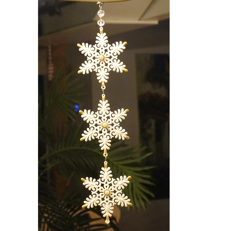 TIERED WHITE/GOLD SNOWFLAKE (Set/3) MAGNETIC CHANDELIER ACCESSORY
