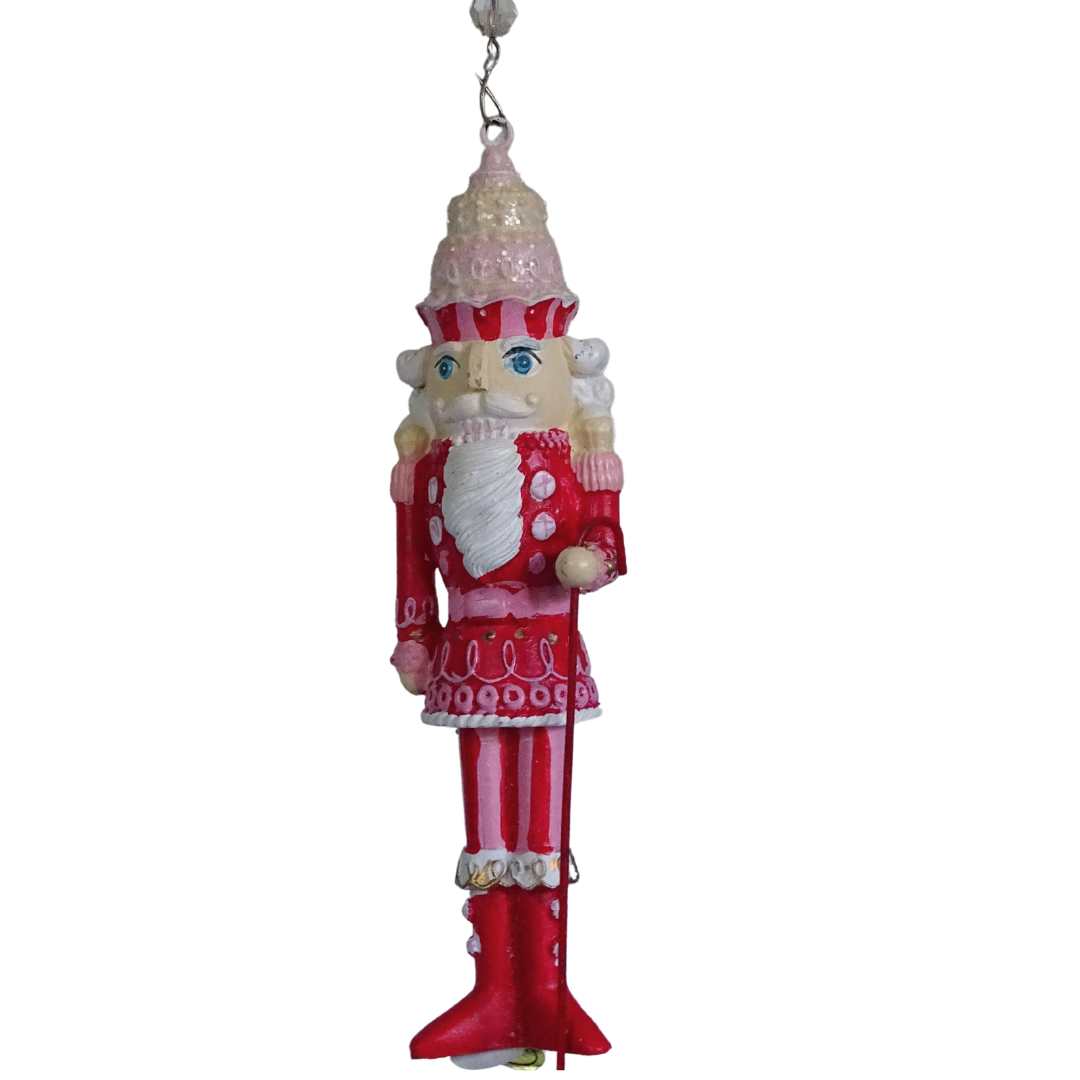 GLITTER PINK/RED NUTCRACKER (Set/1) MAGNETIC CHANDELIER ORNAMENT