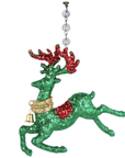 GLITTER GREEN REINDEER (Set/3) MAGNETIC CHANDELIER ORNAMENT