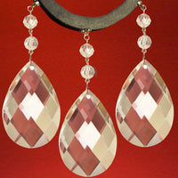4" or 3" CLEAR FACETED WEAVED ALMOND Magnetic Chandelier Crystal (Box of 3)