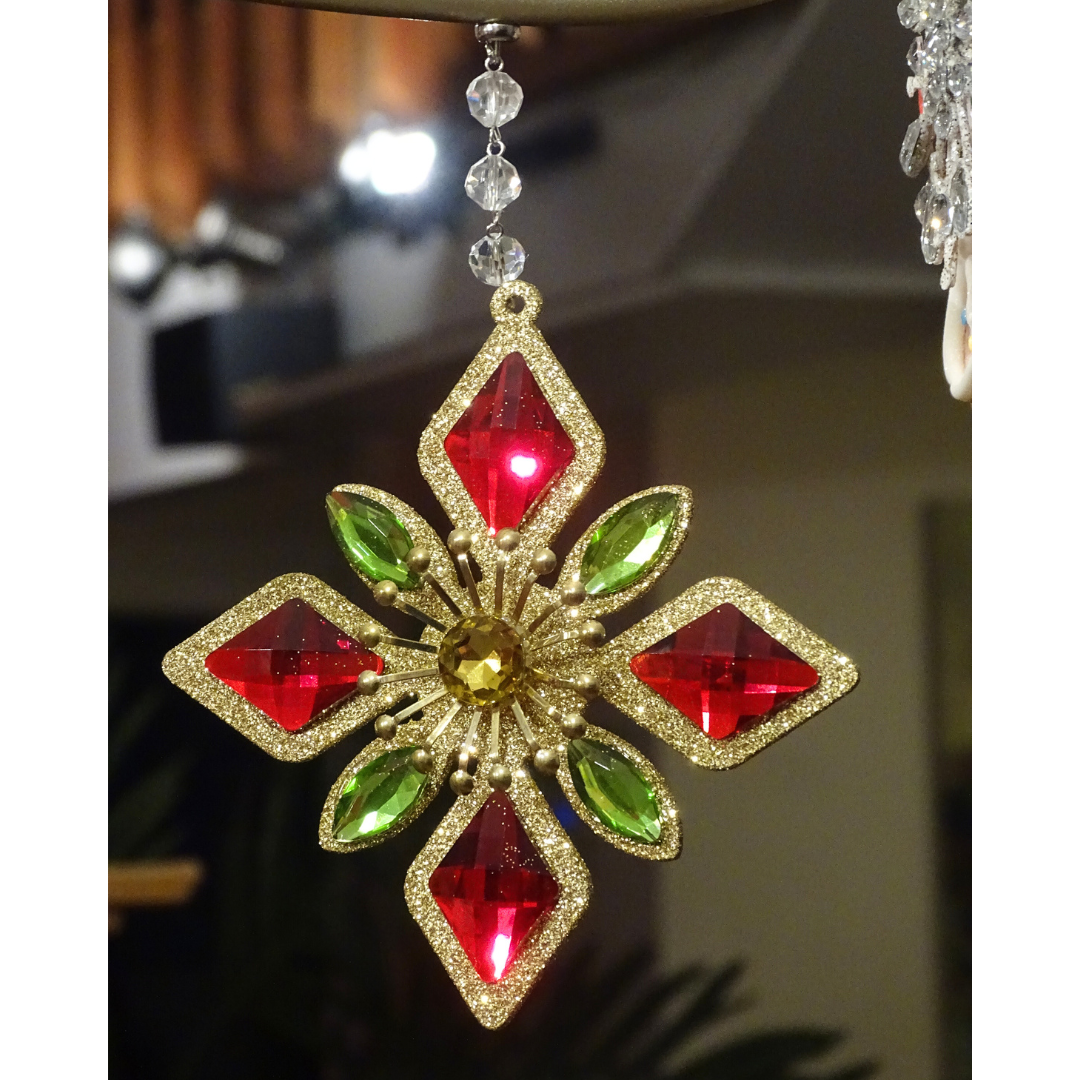 RED/GREEN/GOLD SNOWFLAKE (Set/3) MAGNETIC CHANDELIER ACCESSORY