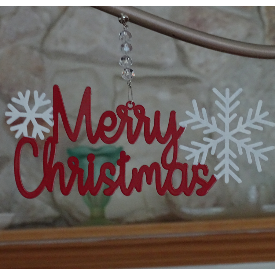 RED/WHITE MERRY CHRISTMAS (Set/1) MAGNETIC CHANDELIER ORNAMENT