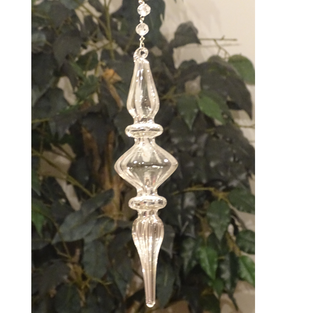 8.5&quot; CLEAR GLASS FINIAL (Set/1) MAGNETIC CHANDELIER ORNAMENT