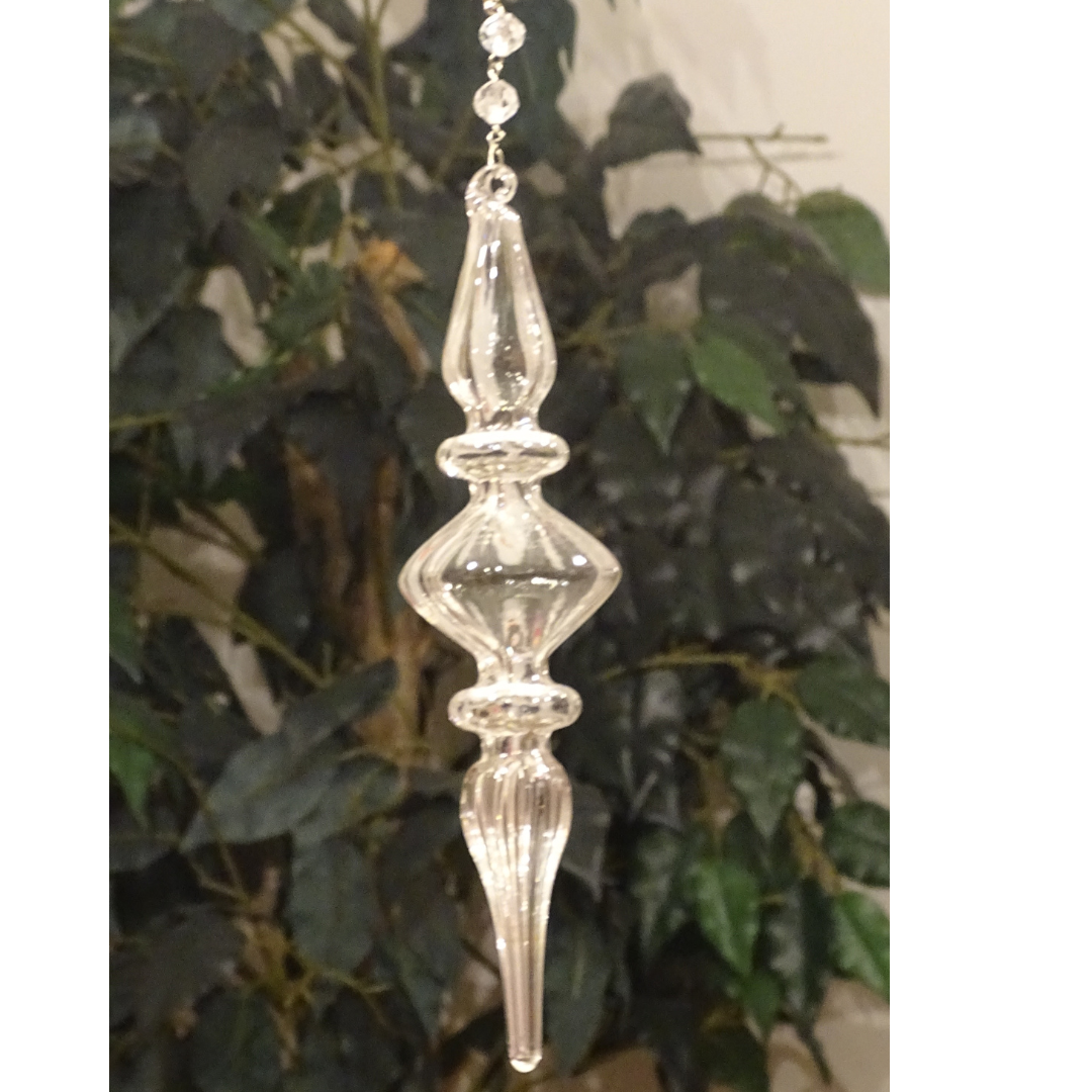 8.5" CLEAR GLASS FINIAL (Set/1) MAGNETIC CHANDELIER ORNAMENT