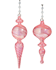 9" PINK GLASS FINIAL (Set/1) MAGNETIC CHANDELIER ORNAMENT - 2 STYLES AVAILABLE