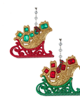 JEWELED RED/GREEN SLEIGH (Set/3) MAGNETIC CHANDELIER ORNAMENT - 2 STYLES AVAILABLE