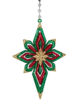 GLITTER RED/GREEN STAR (Set/3) MAGNETIC CHANDELIER ORNAMENT