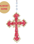 RED/GOLD CROSS (Set/3) or (Set/1) MAGNETIC CHANDELIER ORNAMENT