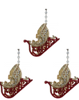 GLITTER GOLD/RED SLEIGH (Set/3) MAGNETIC CHANDELIER ORNAMENT