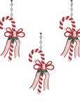 CANDY CANE w/ GREEN BOW (Set/3) MAGNETIC CHANDELIER ORNAMENT