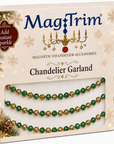 12" GREEN/GOLD CRYSTAL BEAD MAGNETIC CHANDELIER GARLAND (Set/3)