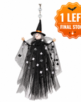 BLACK + WHITE "CHECKERED" WITCH (Set/1) MAGNETIC HALLOWEEN CHANDELIER ORNAMENT