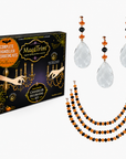 HALLOWEEN CHANDELIER MAKEOVER KIT - (3) Black/Orange Crystal Almond + (3) 12" Black/Orange Crystal Bead Garland