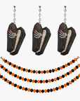 HALLOWEEN CHANDELIER MAKEOVER KIT - (3) Glitter Coffin + (3) 12" Orange/Black Crystal Bead Garland