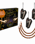 HALLOWEEN CHANDELIER MAKEOVER KIT - (3) Glitter Coffin + (3) 12" Orange/Black Crystal Bead Garland