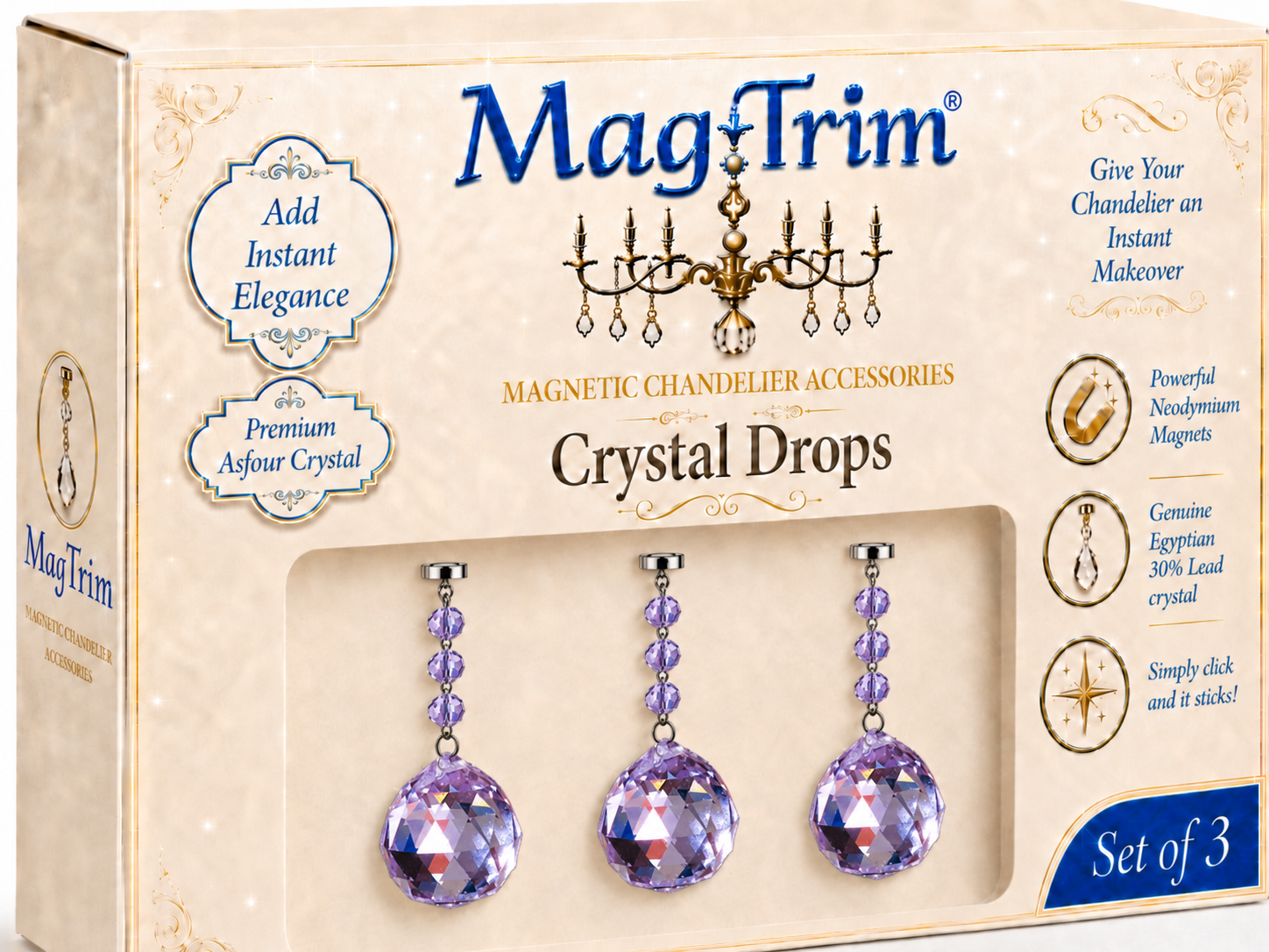 4 x 30mm Lavender Faceted Ball Trimkit magnetic chandelier crystal