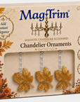 GLITTER GOLD LEAF (Set/3) MAGNETIC FALL CHANDELIER ORNAMENT