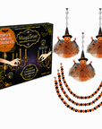 HALLOWEEN CHANDELIER MAKEOVER KIT - (3) Pumpkin Witch + (3) 12" Orange/Black Crystal Bead Garland (Copy)