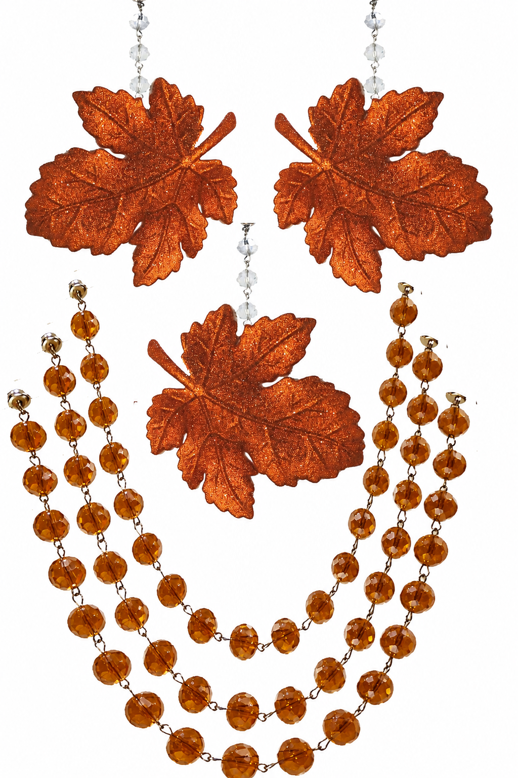 FALL CHANDELIER MAKEOVER KIT - GLITTER AMBER LEAF +  12" AMBER CRYSTAL BEAD GARLAND (Copy)
