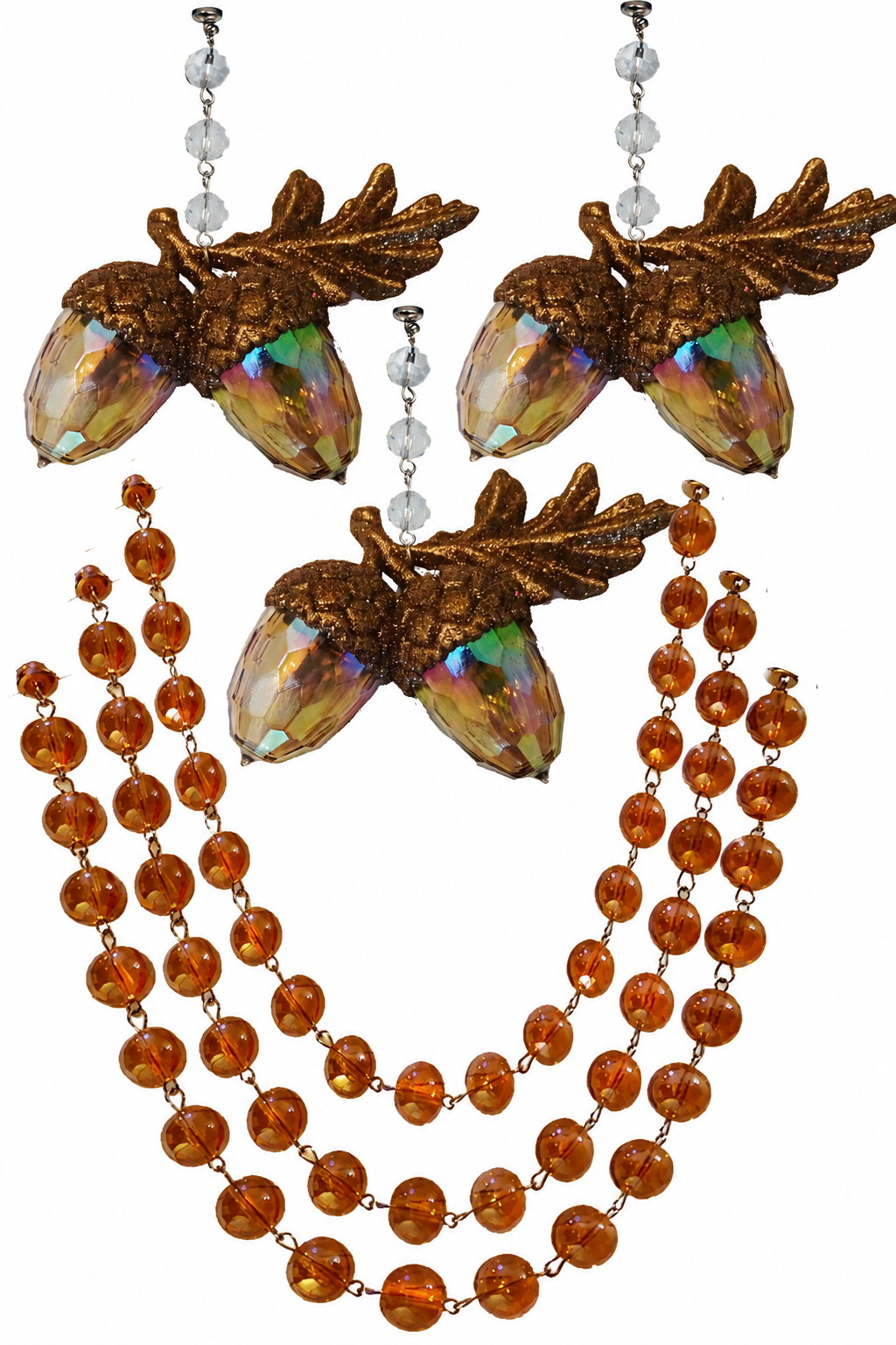 FALL CHANDELIER MAKEOVER KIT - GLITTER ACORN +  12" AMBER CRYSTAL BEAD GARLAND (Copy)