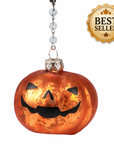 GLASS PUMPKIN w/FACE -  (Set/1) or (Set/3) MAGNETIC HALLOWEEN ORNAMENT