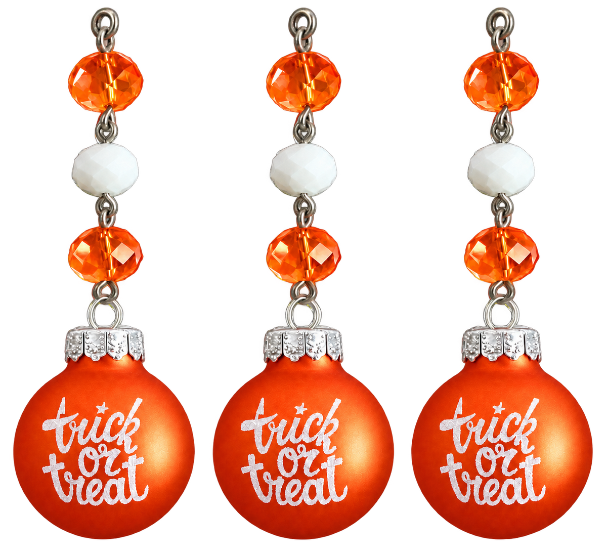2" MINI HALLOWEEN BALL ORNAMENT (SET/3)– ORANGE TRICK OR TREAT